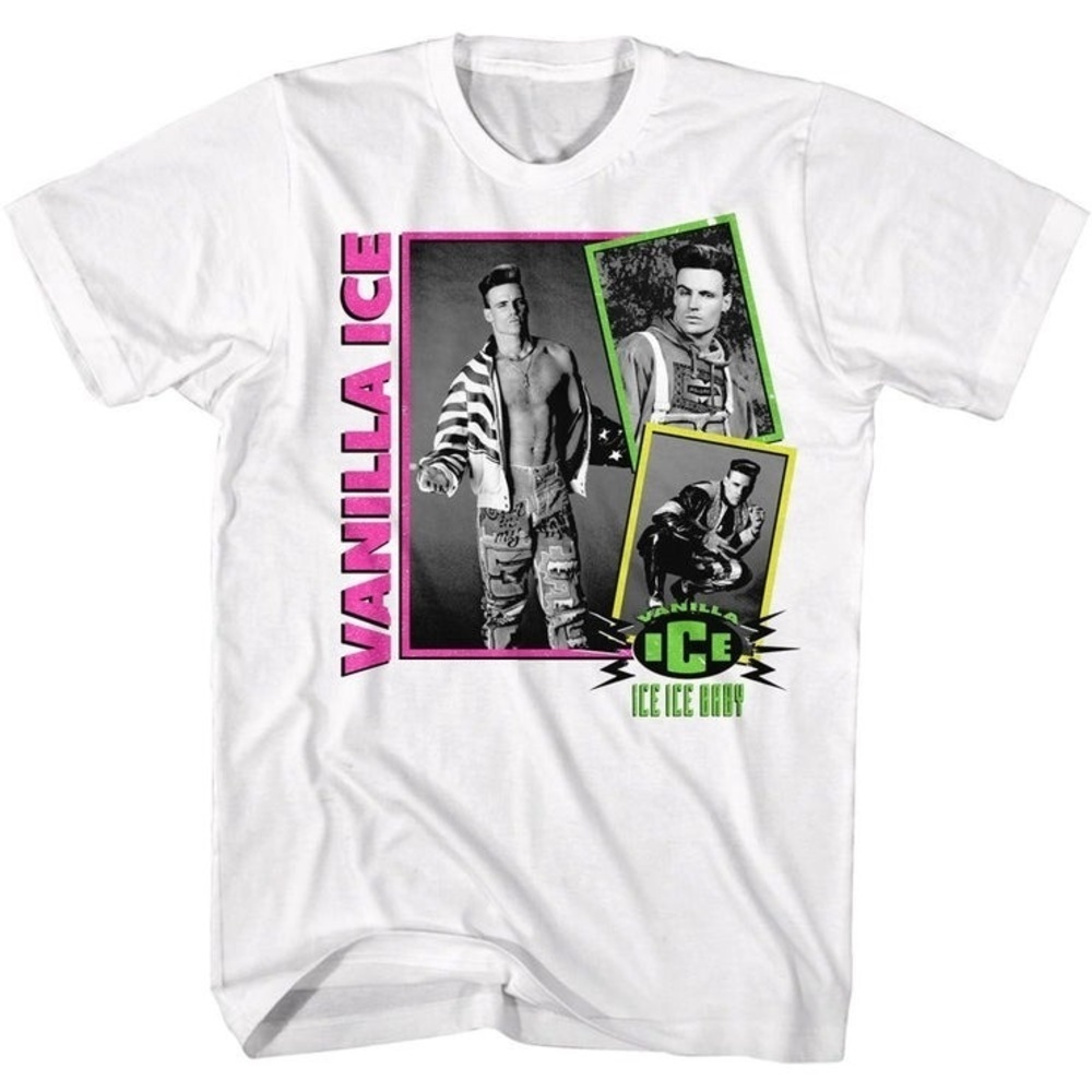 Vanilla Ice Neon Collage T-Shirt Retro Hip-Hop Tee